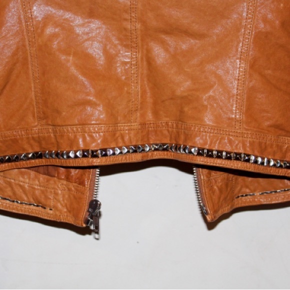 Women’s Studded Genuine Leather Bomber Jacket - Nightclub Aesthetic - Picture 5 of 6